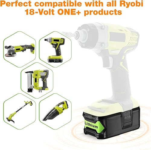 Miniatura 5 de Paquete de 2 baterías de repuesto de 6500 mAh para Ryobi de 18 V, compatibles con baterías Ryobi de 18 V, ONE+ Plus, P102, P103, P104, P105, P107