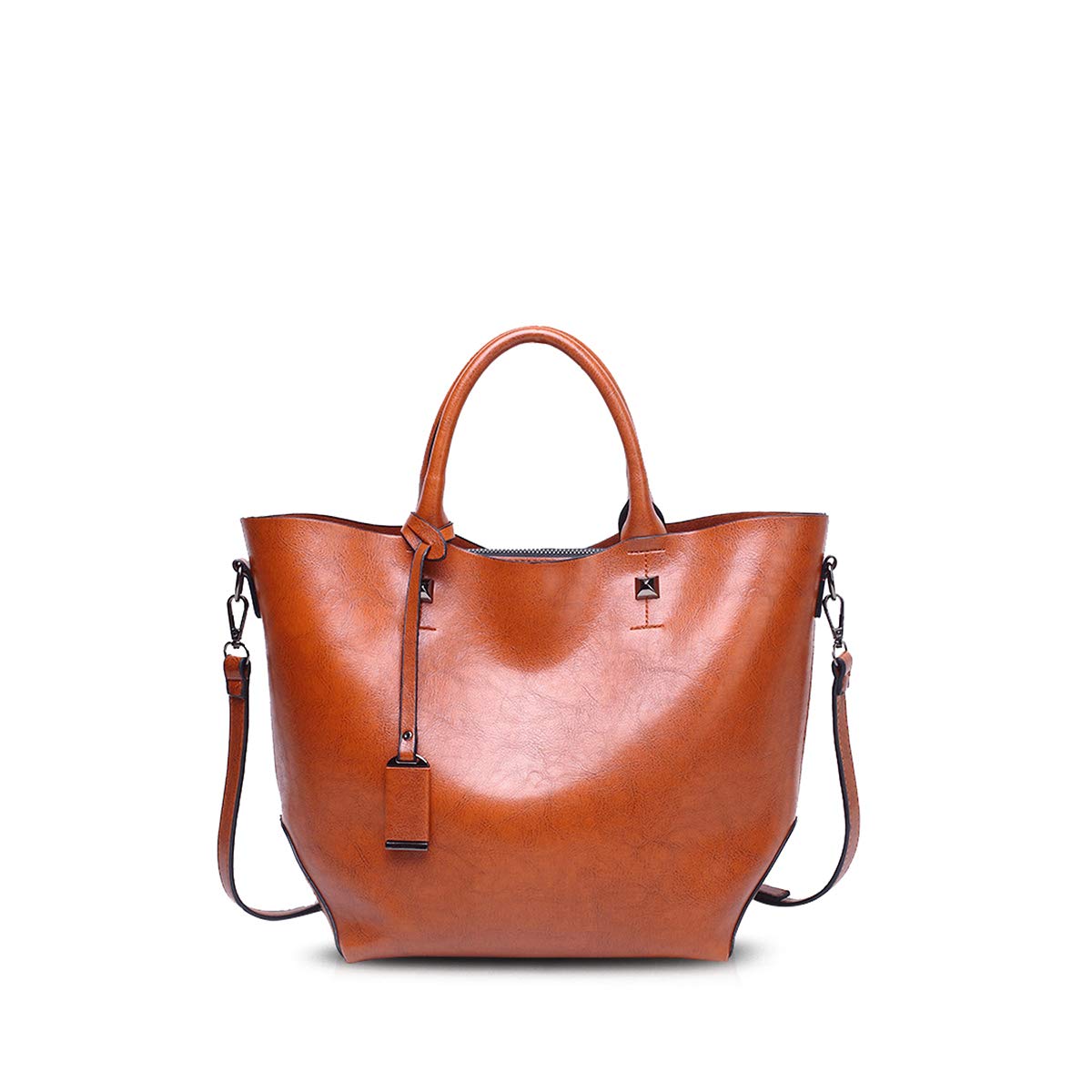 ADITAM Fashion Damen Bucket Bag Tote Handtasche Umhängetasche Messenger Große Tasche Wasserdichtes PU-Leder Braun Double the Comfort