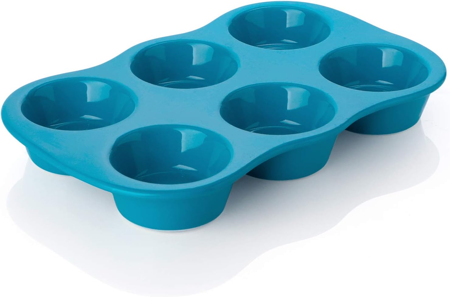 Sweese 517.107 Porcelain Muffin Pan Non-Stick Cupcake Baking Pan, 6 Cups, Each cup holds 3 oz, Steel Blue