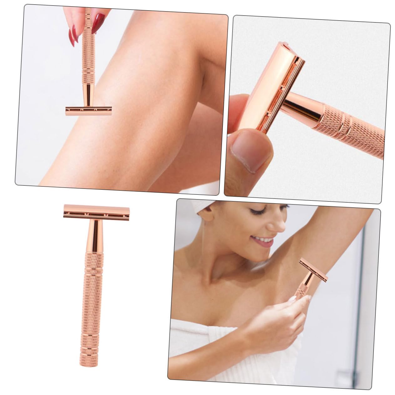 FRCOLOR Old Style Shaving Razor Double Edge Safety Razor Manual Beard Shaver Metal Shaving Tool