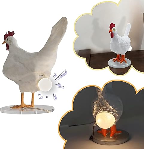 Miniatura 2 de Lámpara de huevo de gallina de resina realista lámpara de mesa con forma de animal lámpara de huevos de Pascua iluminada luces LED 3D el pollo pone