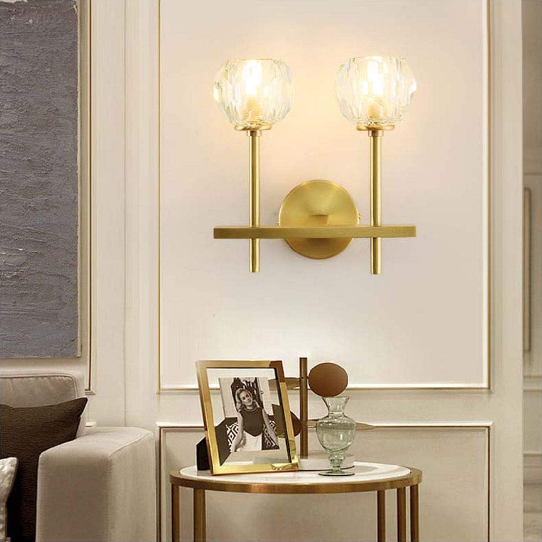 Best Seller Luxury Crystal Ball Wall Lamp Modern Wall Mounted Light Antique Brass for or Living Room Bathroom Bedroom Wall Sconce Lighting (Short)
