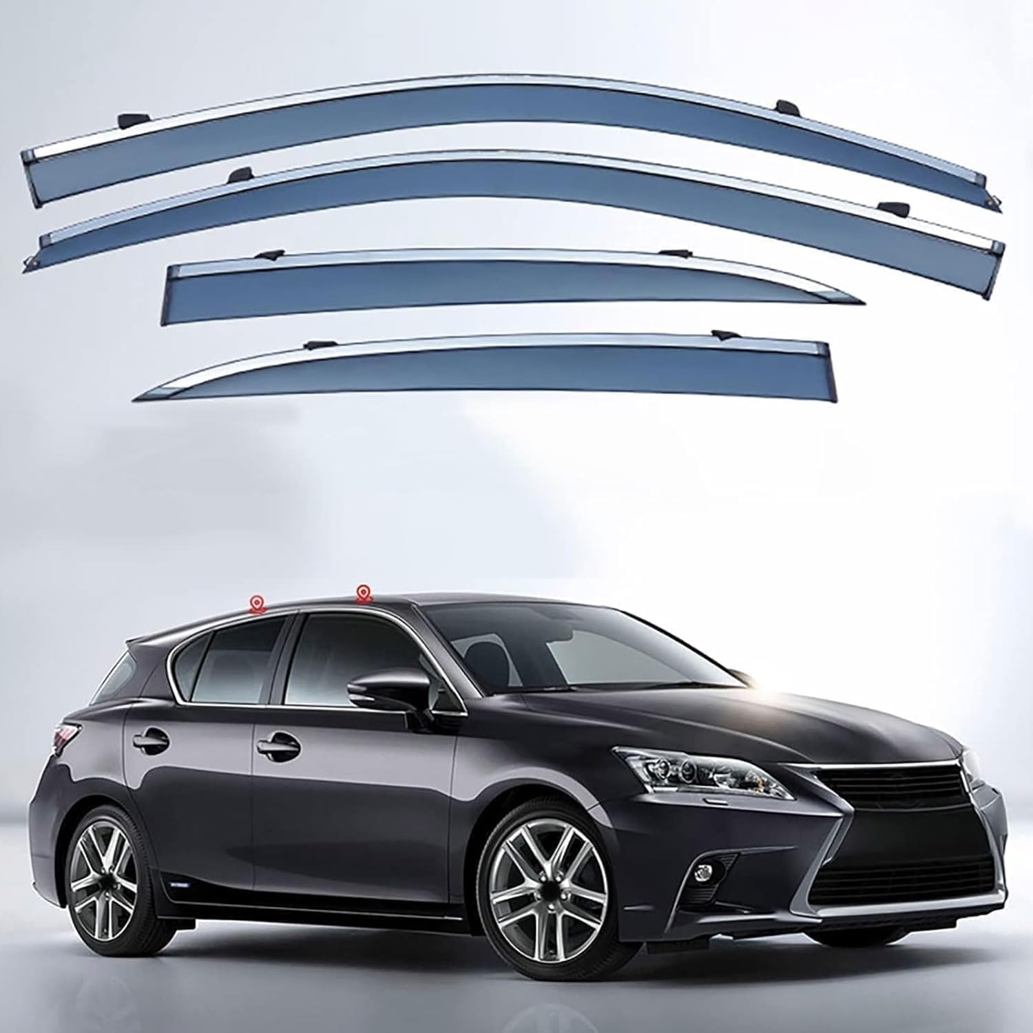PANXUC Car Wind Deflectors for Lexus CT200H ZWA10 2011-2021, Side Window Wind Rain Deflector Window Visor Sun Rain Guard Smoke Guards