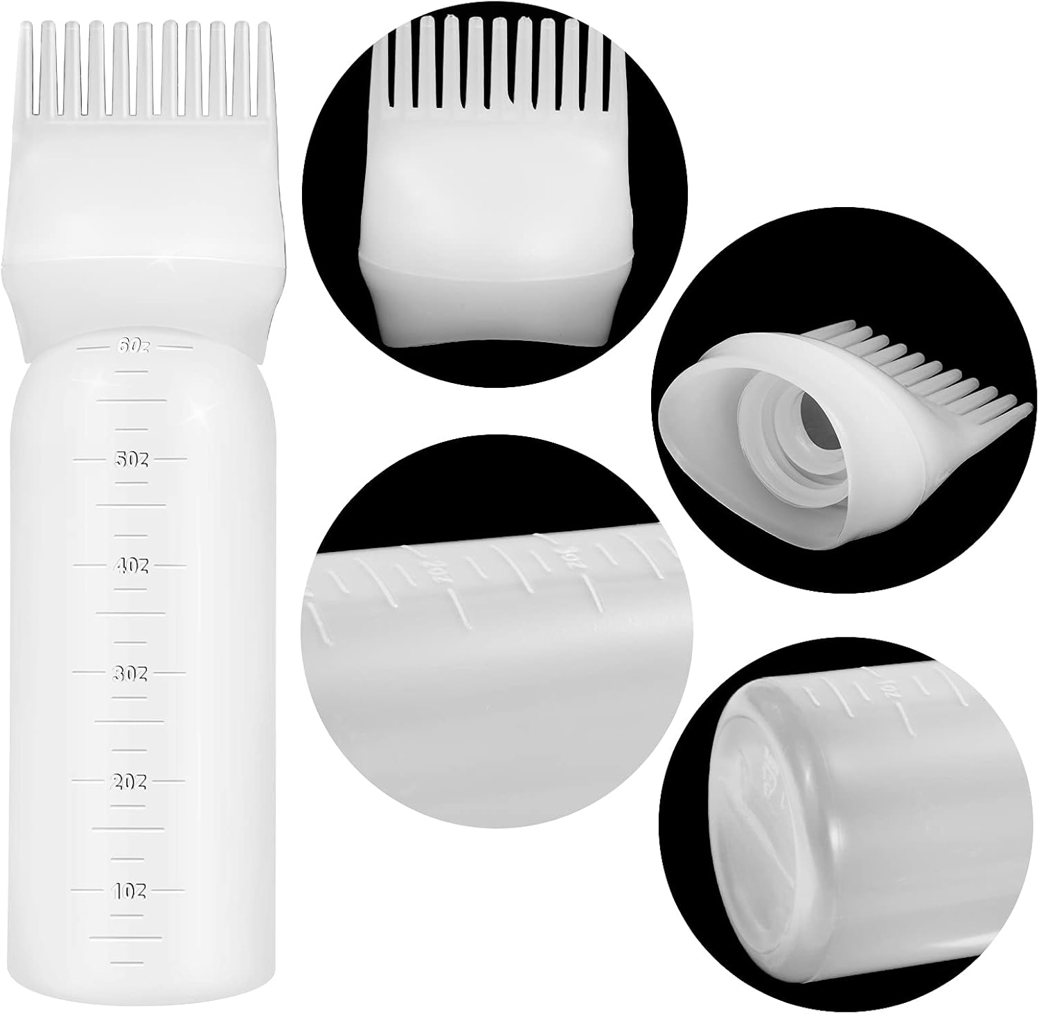 ONLYFU 4 Pcs Root Comb Applicator Bottle, 6 Oz Hair Dye Applicator Bottle with Comb and Scale Plastic Hair Oil Applicator Bottle for Hair Dye and Hair Care (4 Pcs) : Beauty & Personal Care
