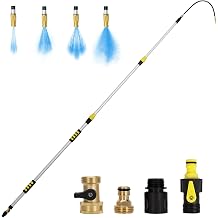 18FT Reach Gutter Cleaner, Gutter Cleaning Tools from the Ground with 3/4" Brass Shut-Off Valve & Bendable 360 Rotating Water Wand for Garden Hose, Safe Cleaning for 2nd Story Homes