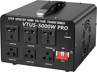 LVYUAN 5000 Watt Voltage Converter Transformer Heavy Duty Step Up/Down AC 110V/120V/220V/240V Converter with Support Hardwired, 3 US Outlets, 3 Universal Outlets, Resettable Circuit Breaker protection