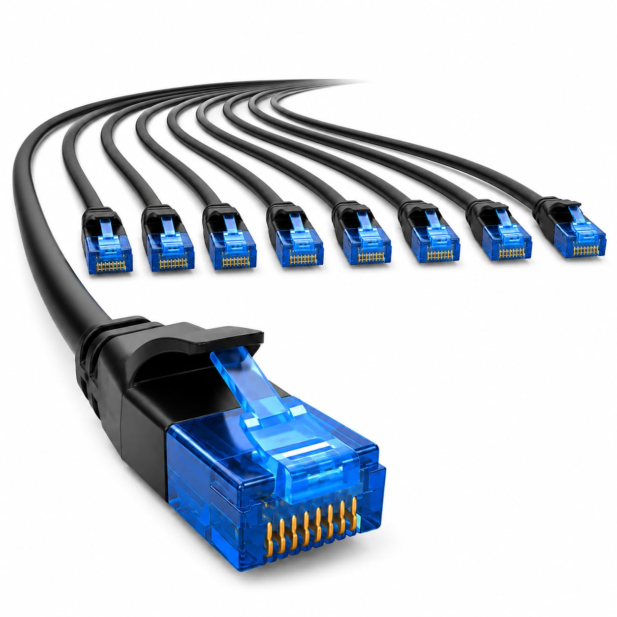 1aTTack.de 660103 Câble Cat6 Cat.6 Câble réseau Cat 2m - câble patch câble fin (petit diamètre - très flexible) 1000 Mbit/s - 10 pièces - noir