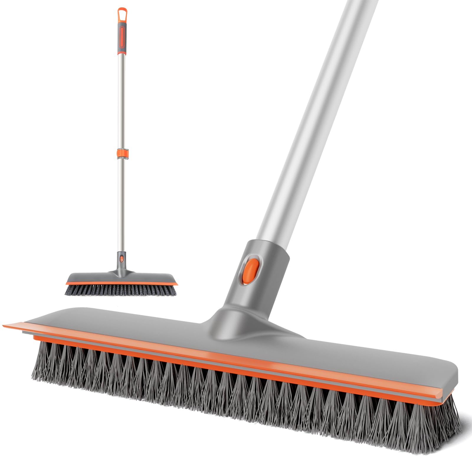 Eazer Floor Scrubber Brush, 2-in-1 Deck Scrubber Brush with Long Handle