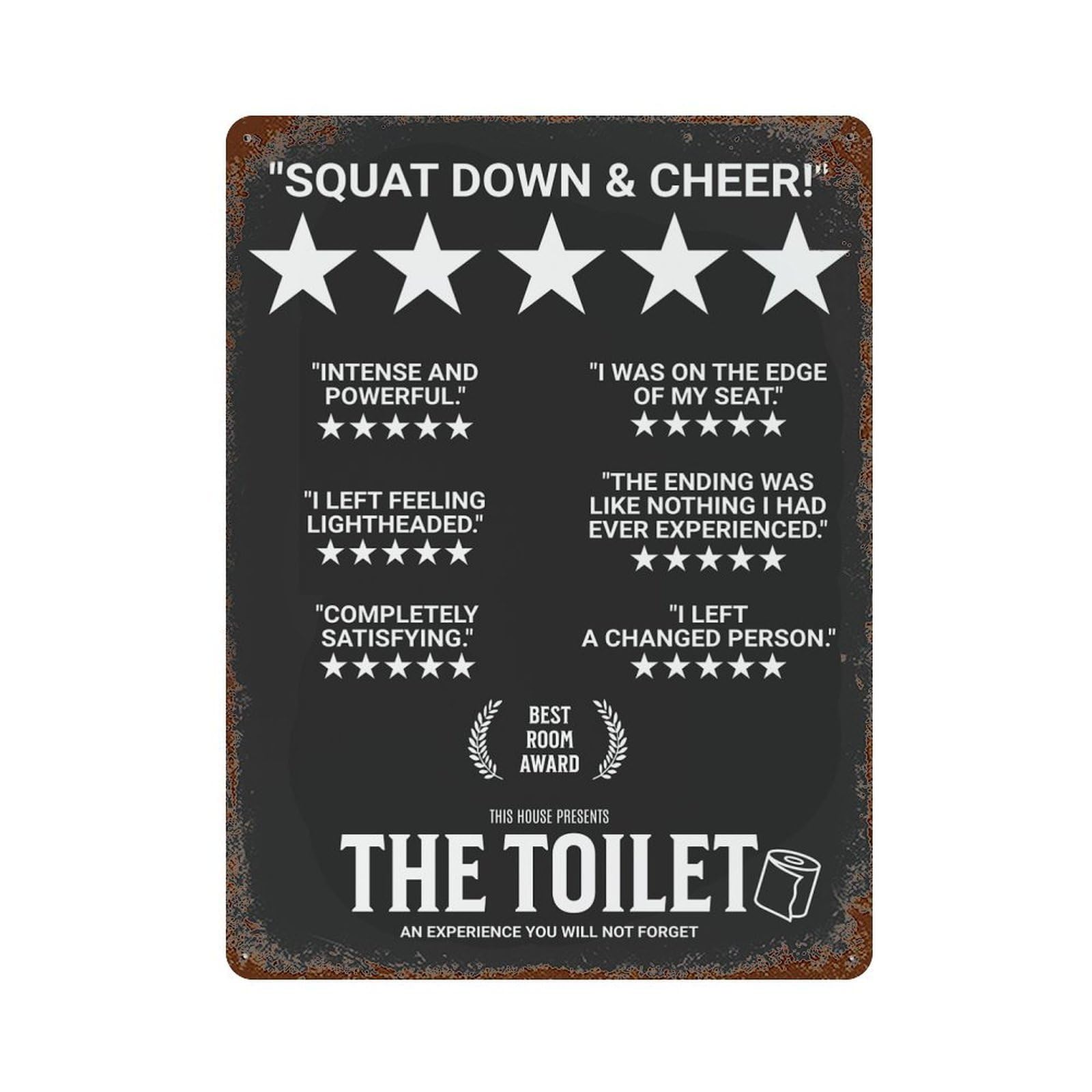 Rust Effect FUNNY TOILET BLACK THEATRE Vintage Rust Metal Sign 15.7"x11.8", Vintage Wall Decor for Garage, Bar And Workshop Decor