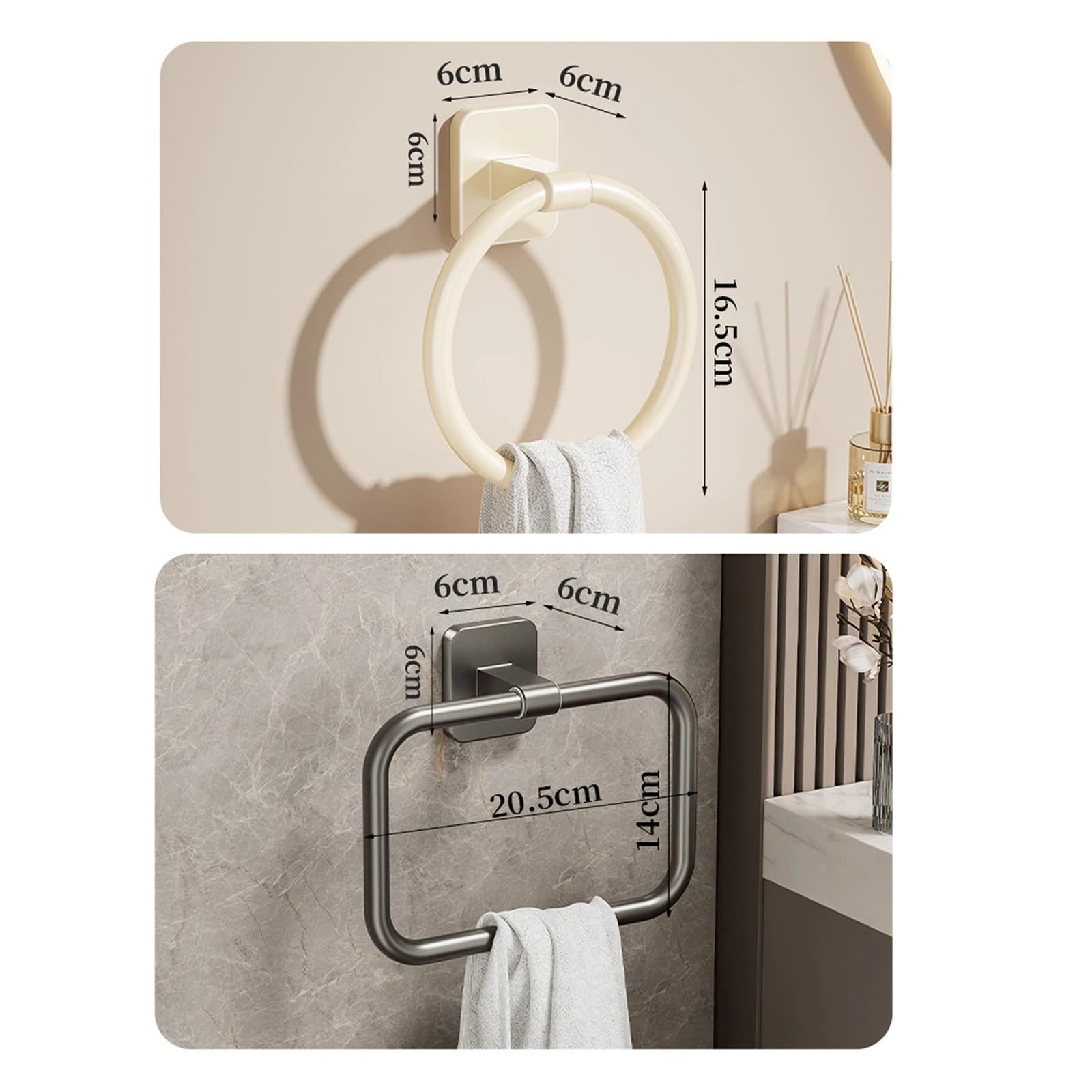 Toalleros De BañO Toallero sin perforar, toallero de baño, paño de Cocina, Inodoro, montado en la Pared(Square Grey)
