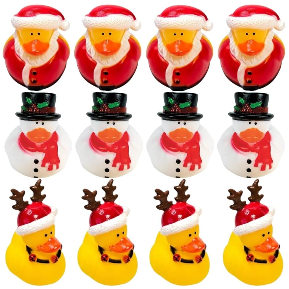 Vibrant Assortment Holiday Rubber Ducks PDQ - (2") 36 Pieces - Perfect Fun Giveaways for Holiday Parties, Classroom Prizes, or as a Stocking Stuffers