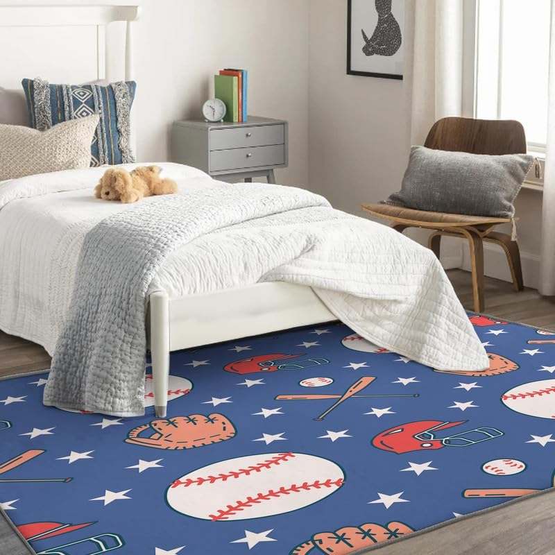 Miniatura 2 de Alfombra de béisbol y decoración de habitación, alfombra de 2 x 3 pies, alfombras para niños, para entrada, dormitorio, sala de estar, alfombra