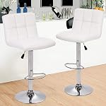 BestOffice Tabourets de comptoir de hauteur de bar 2 PU Cuir pivotant BarStools pour Tabouret de cuisine Tabourets de comptoir réglables en hauteur Chaise à manger avec dossier (blanc)