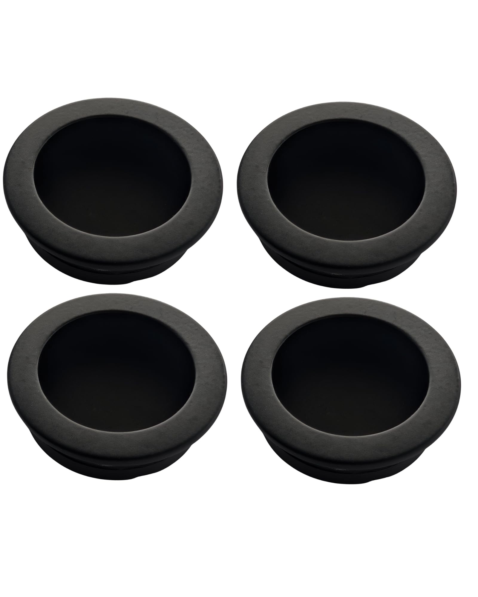 Gedotec Shell Handle Recessed | Black Matt | Metal Inlet Handle | Diameter 35 mm Bore | Pack of 4 | Modern Handle Shell for Inlet | Recessed Handle MA35 | Handle Shell Sliding Door | Round Handle 40