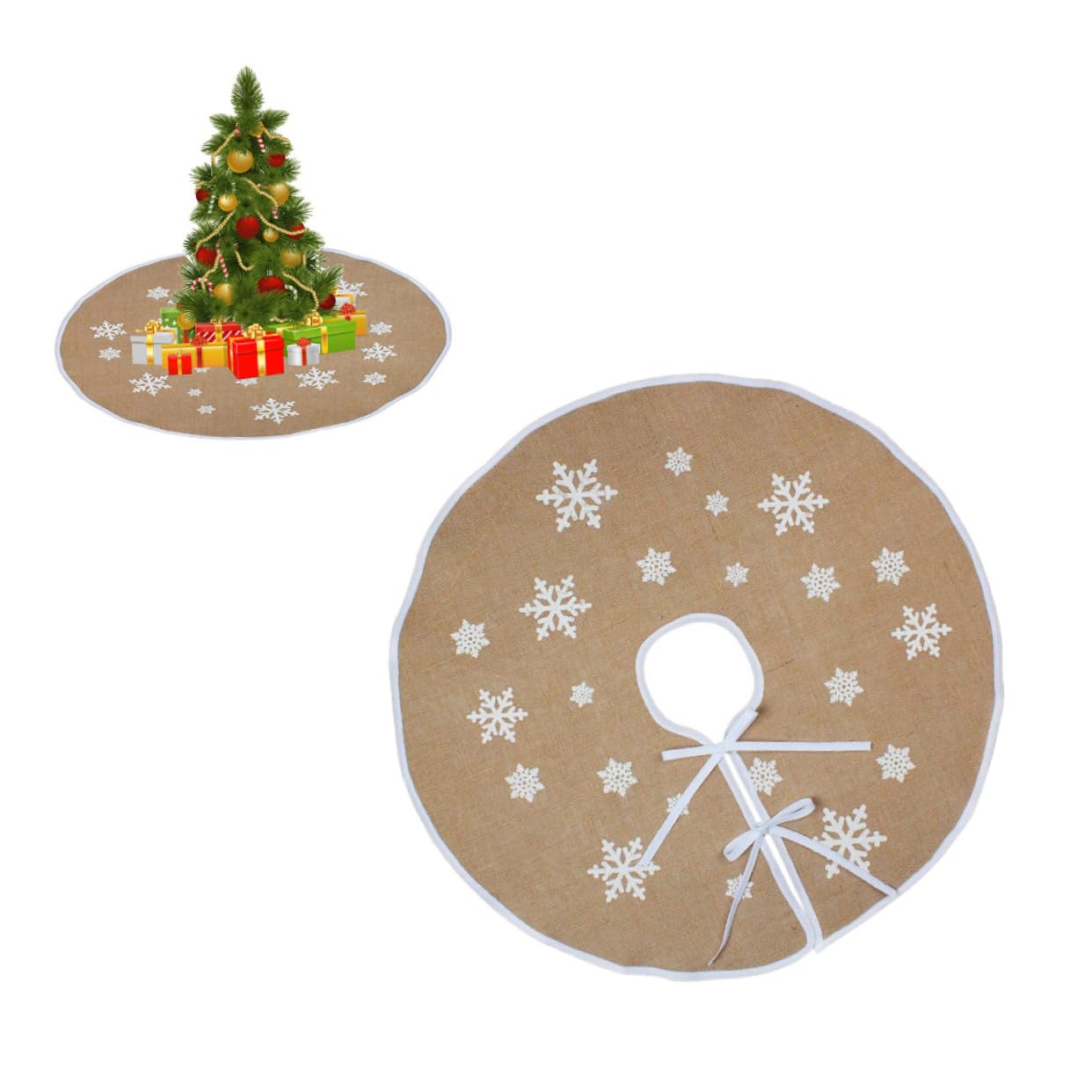 MAGICLULU 2pezzi Gonna Per Juta Fiocco Decorazione Natalizia e Accessori Festivi Per Atmosfera Accogliente