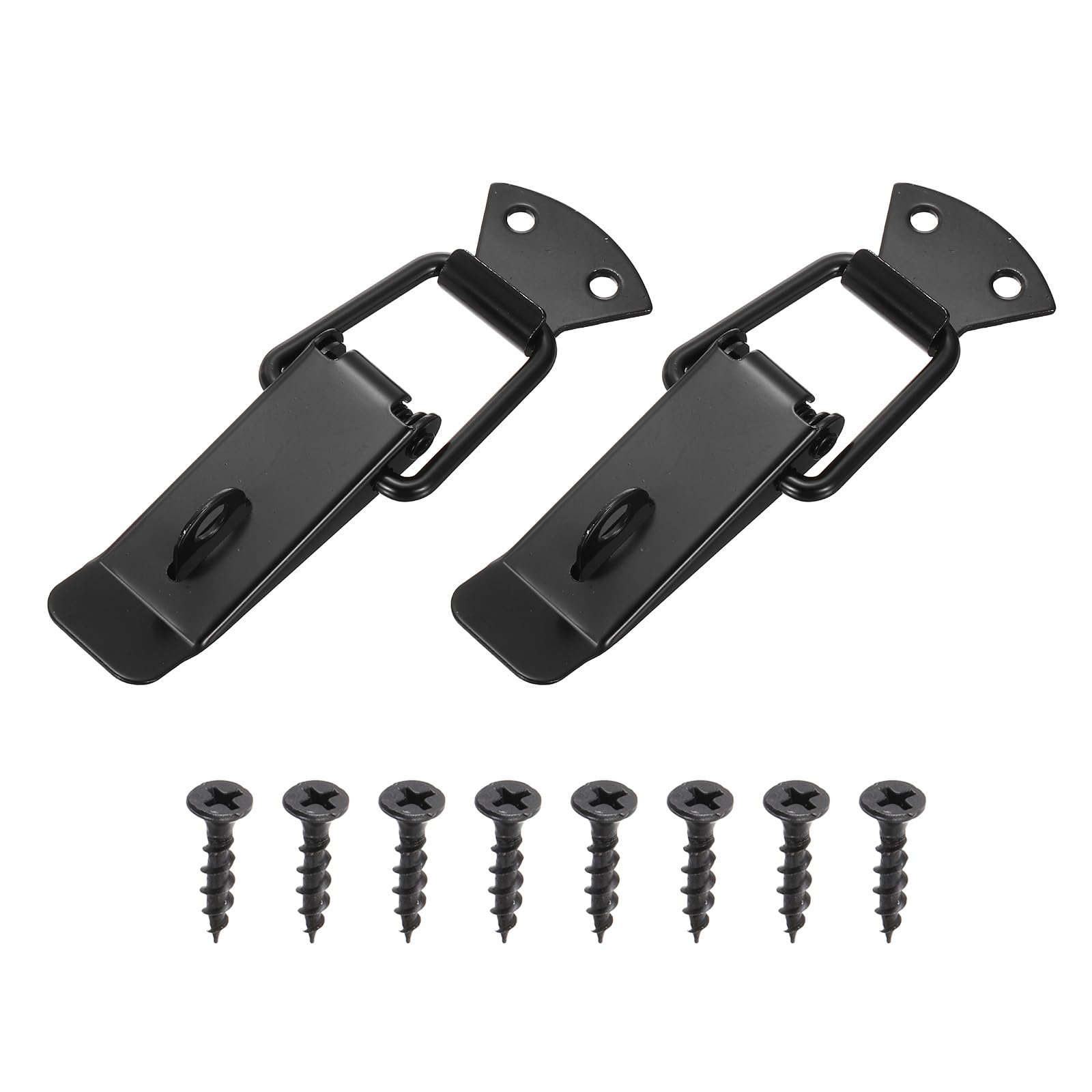 PATIKIL 2Pcs Spring Loaded Toggle Latch, (90mm x 35mm, Black) Heavy Duty Alloy Steel Clasp Buckle Latch with Lock Hole Screws, Suit for Tool Box/Wooden Case/Aviation Case
