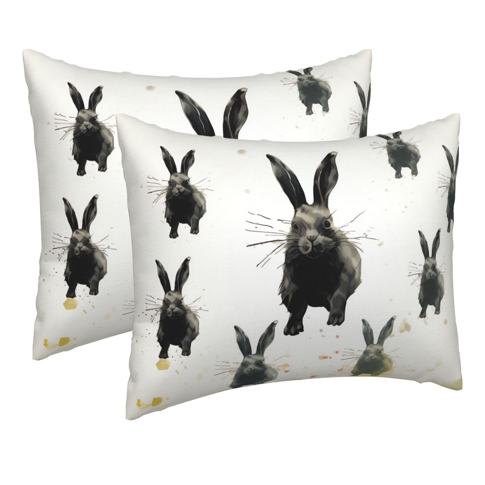 2 Pack Pillow Cases with Hidden Zipper, Soft Breathable Pillow Covers for Hair and Skin, Rabbits Silhouette Pillowcases 16"x20" Bed Pillow Protectors Cover for Sleeping Gifts