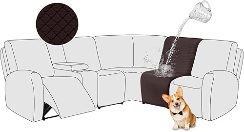 Miniatura 22 de ALIECOM Fundas impermeables para sofá seccional reclinable para sofá seccional reclinable elástico en forma de L, fundas de esquina lavables de