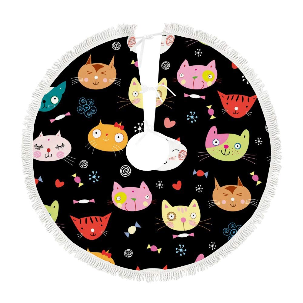 Tapis de sapin de Noël pour intérieur et extérieur design chat polaire