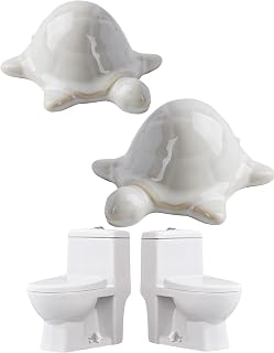 WANSHUNLMI Ceramic White Sea Turtle Toilet Floor Bolt Caps, Easy Installation Toilet Bolt Covers, Universal Fit, Don't Cut Those Bolts, Cute Bathroom Toilet Decor (White Sea Turtle)
