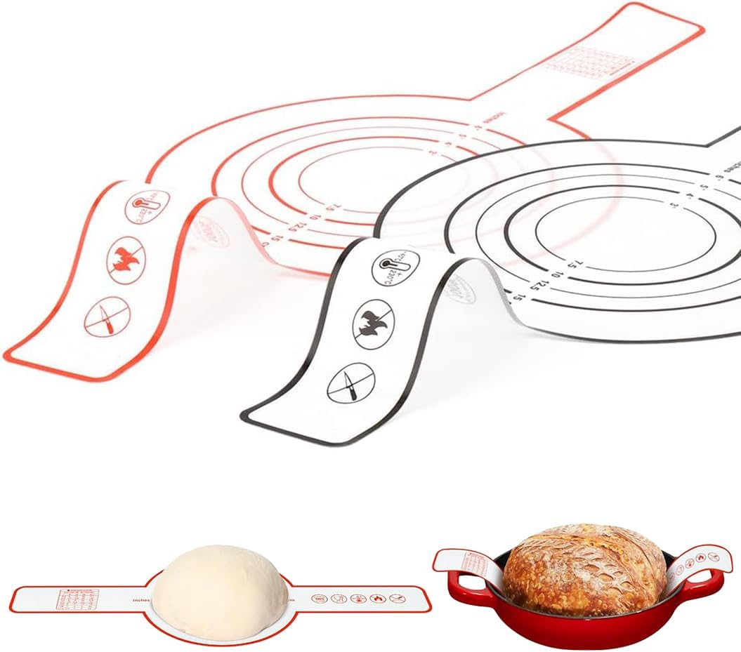 Sourdough Silicone Baking Mat, 2pcs Reusable Bread Sling With Long Handle, Non-Stick and Easy Clean for Transferring (2)