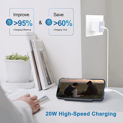 Miniatura 5 de Cargador de pared USB C para iPhone, paquete de 2 bloques de carga rápida PD de 20 W, bloque de cargador USB C, caja de cubo de ladrillo para iPhone