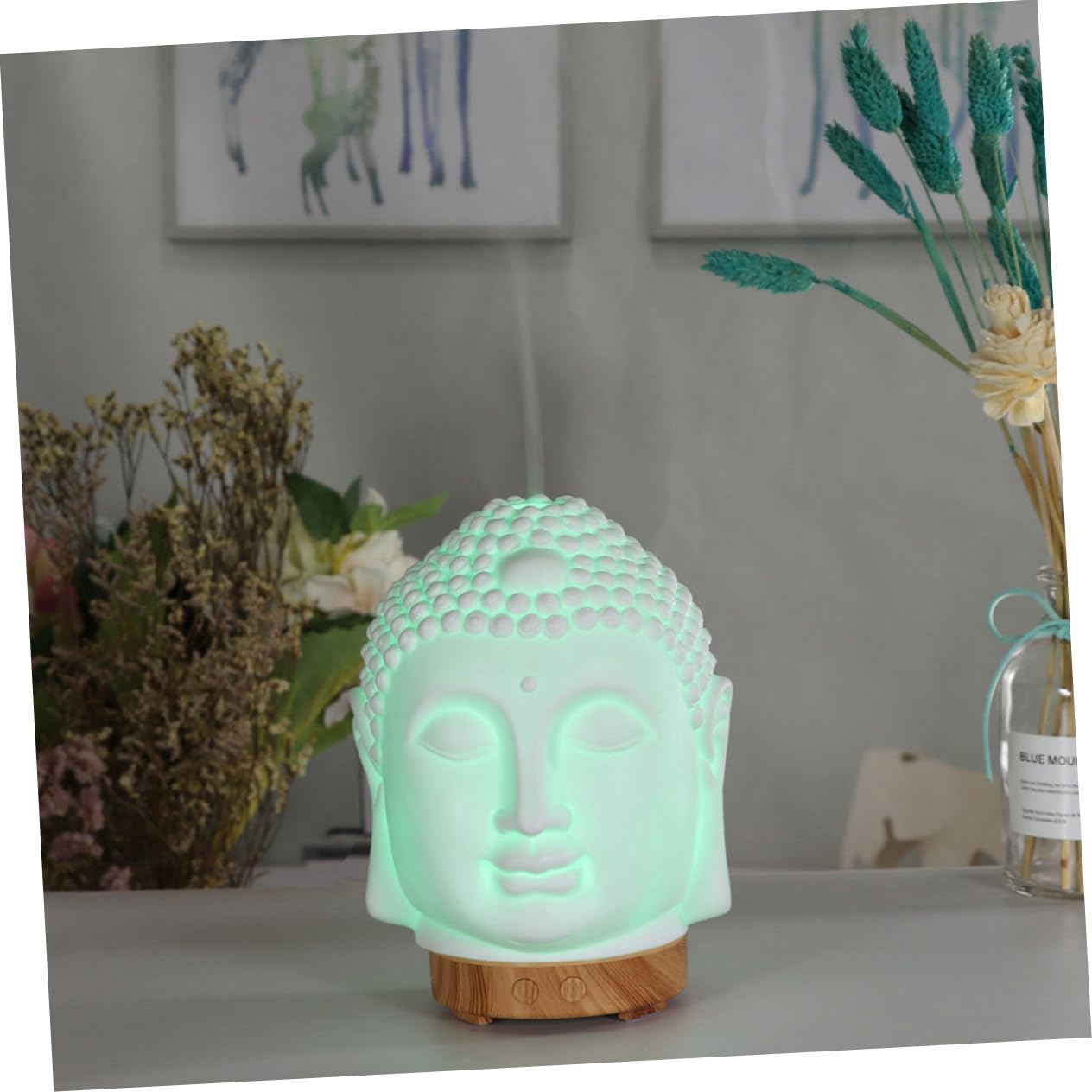 Luftbefeuchter Buddha-kopf-form Keramik Aroma-diffusor Aromatherapie-zerstäuber Öl-diffusor Für Schlafzimmer Nachttisch Schreibtisch