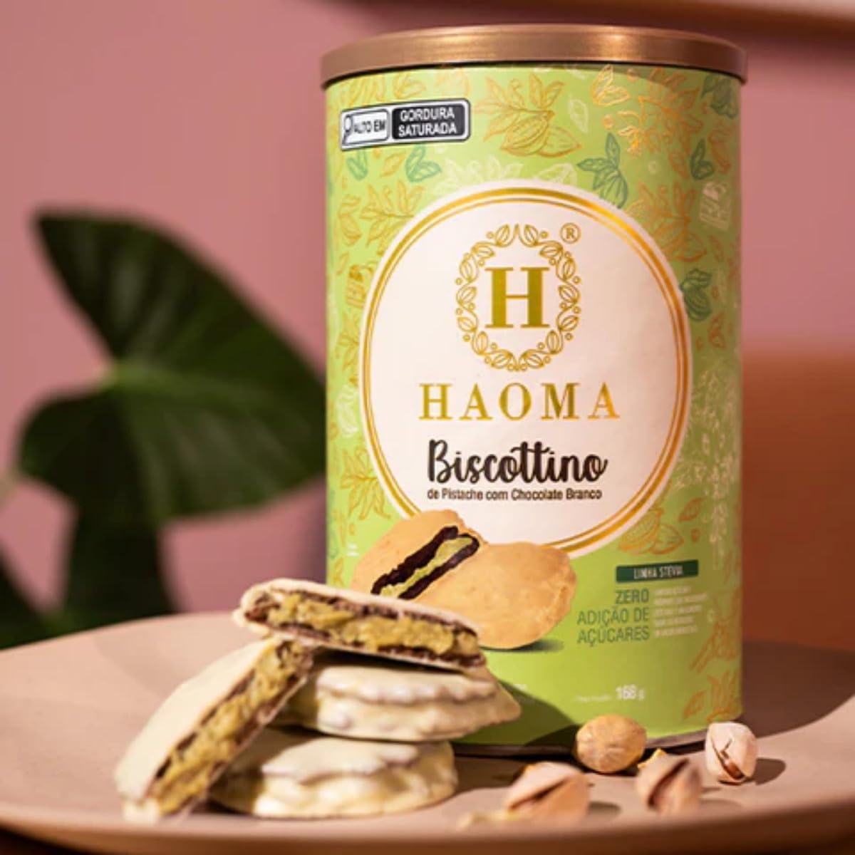 Biscottino Pistache com Chocolate Branco Lata 168g Haoma : Amazon