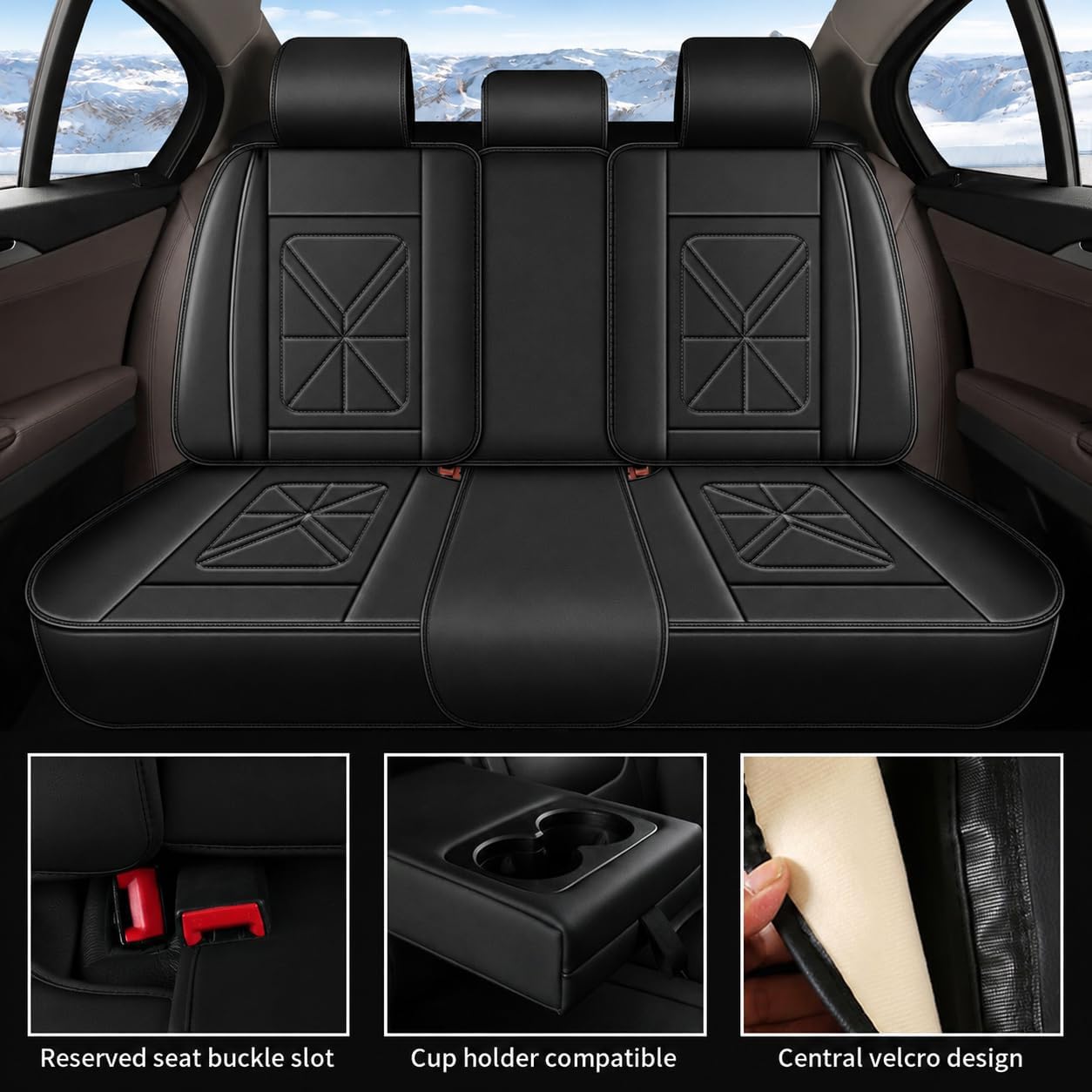 IKABEVEM Car Seat Covers Full Set Fit for Chevy Colorado 2015-2024 2025 2026: 5 Seat Auto Interior Accessories, Waterproof Faux Leather Vehical Car Seat Cushions Cover Black