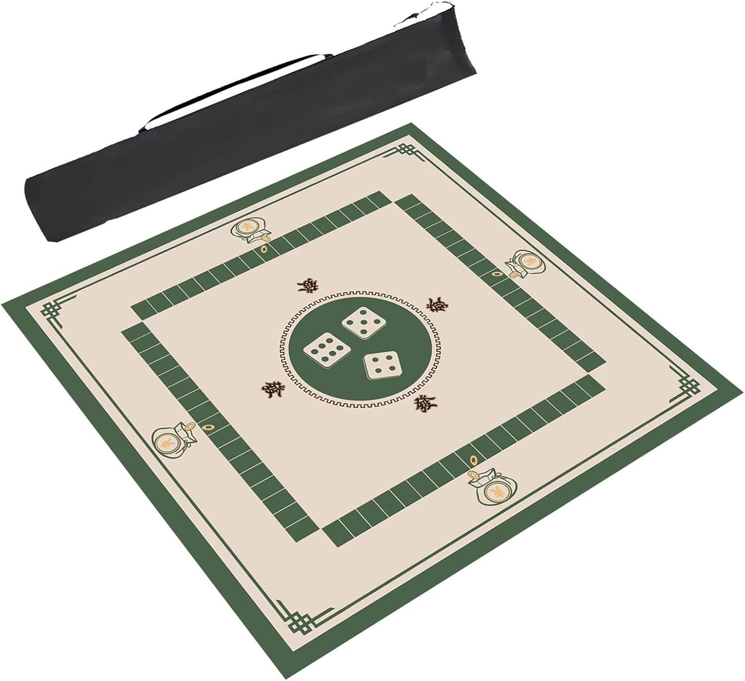 Mata Na Stół Do Gry Mahjong Wielokolorowa, Wiele Rozmiarów, Z Torbą Do Przenoszenia(Green,37.4x37.4in/95x95cm)