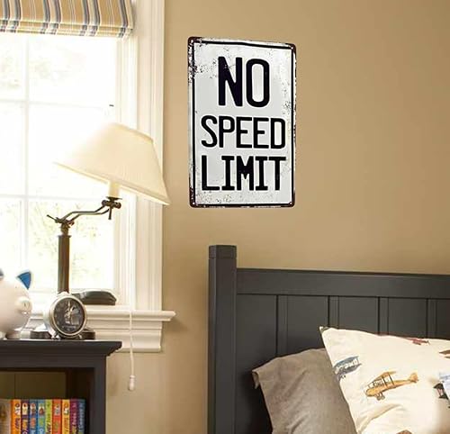Miniatura 6 de Custom Kraze Letrero de metal con reproducción vintage sin límite de velocidad, 8 x 12