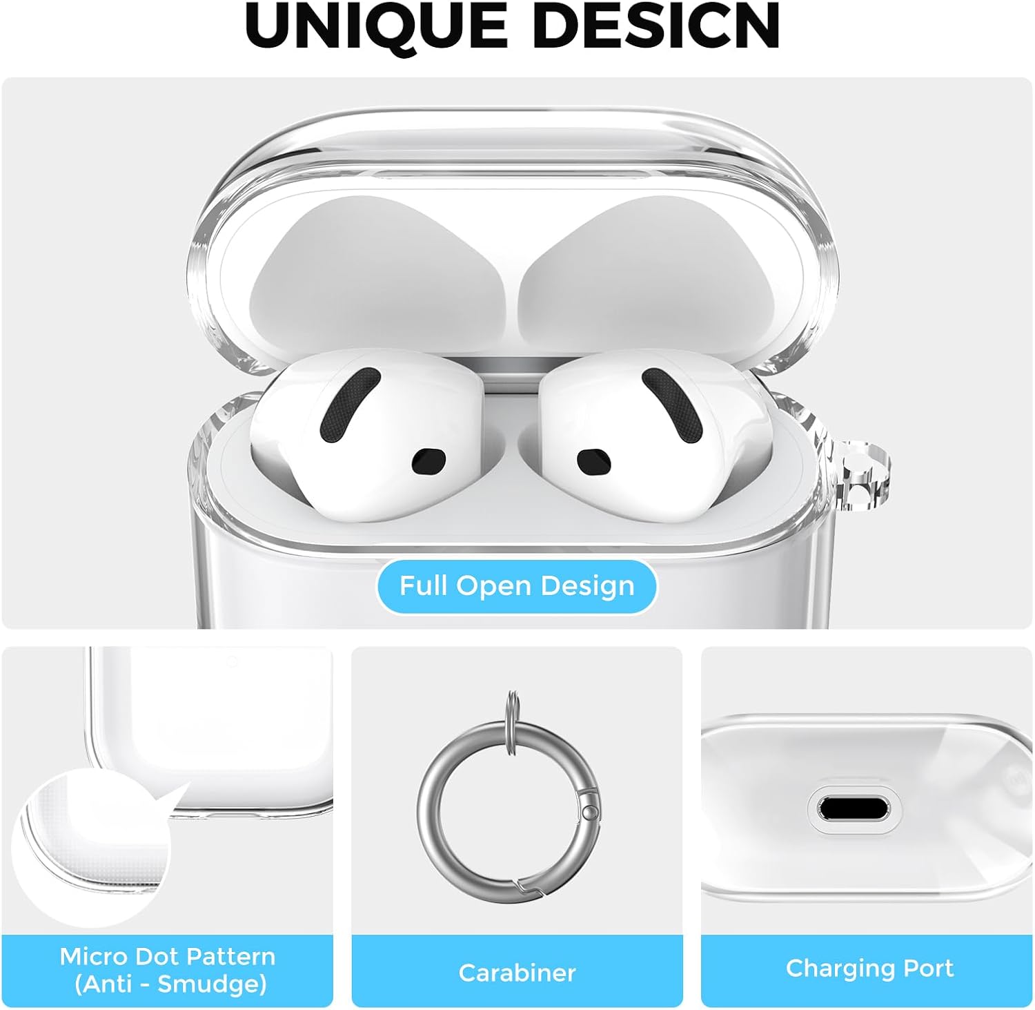 AhaStyle Clear Airpods 4 Case Cover with Cleaning Kit image 3