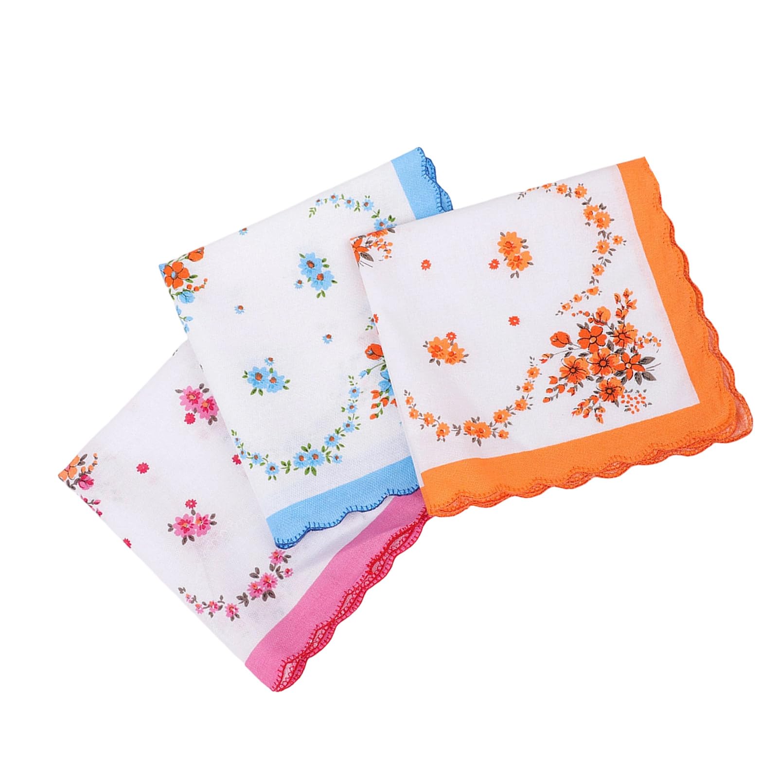 YUXITA 12 Piece Set Premium Combed Cotton Handkerchiefs Delicate Lace Edging for Weddings Special Occasion