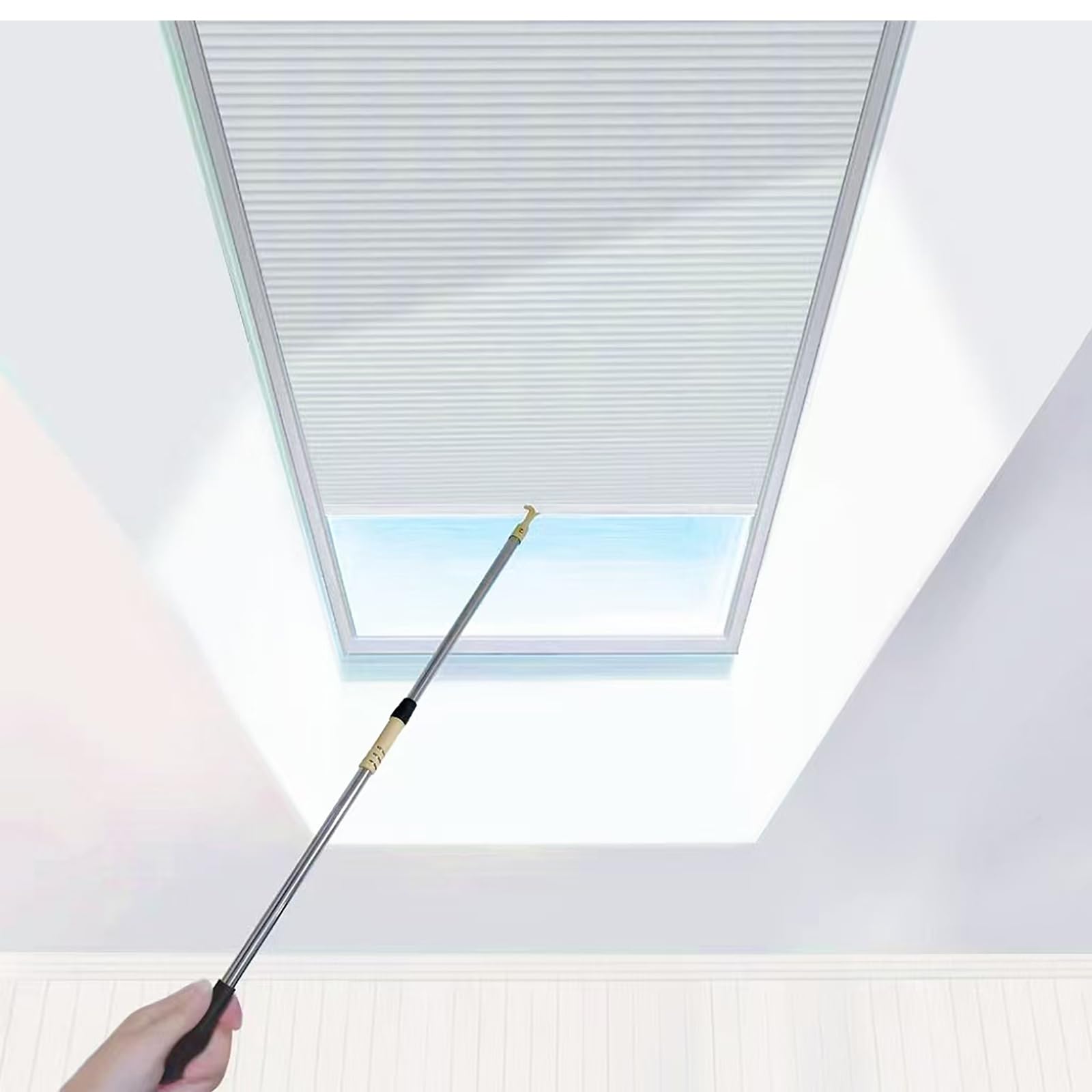 TIPIACE Manual Skylight Roof Window Cellular Honeycomb Half Blackout Waterproof Fabric Curtain Blinds，Light Blocking Thermal Insulation Blinds for Skylight (light grey 93020D)