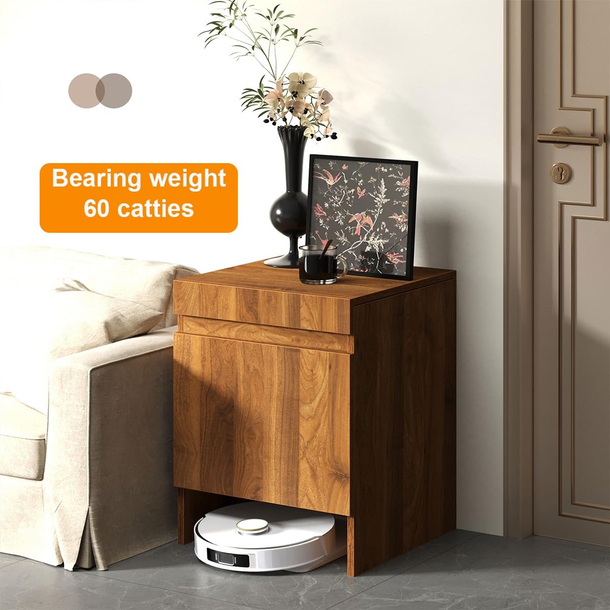 Gabinete de Almacenamiento para aspiradora Robot con Puertas y cajones, Ideal para Sala de Estar, Comedor, Cocina y Oficina en el hogar