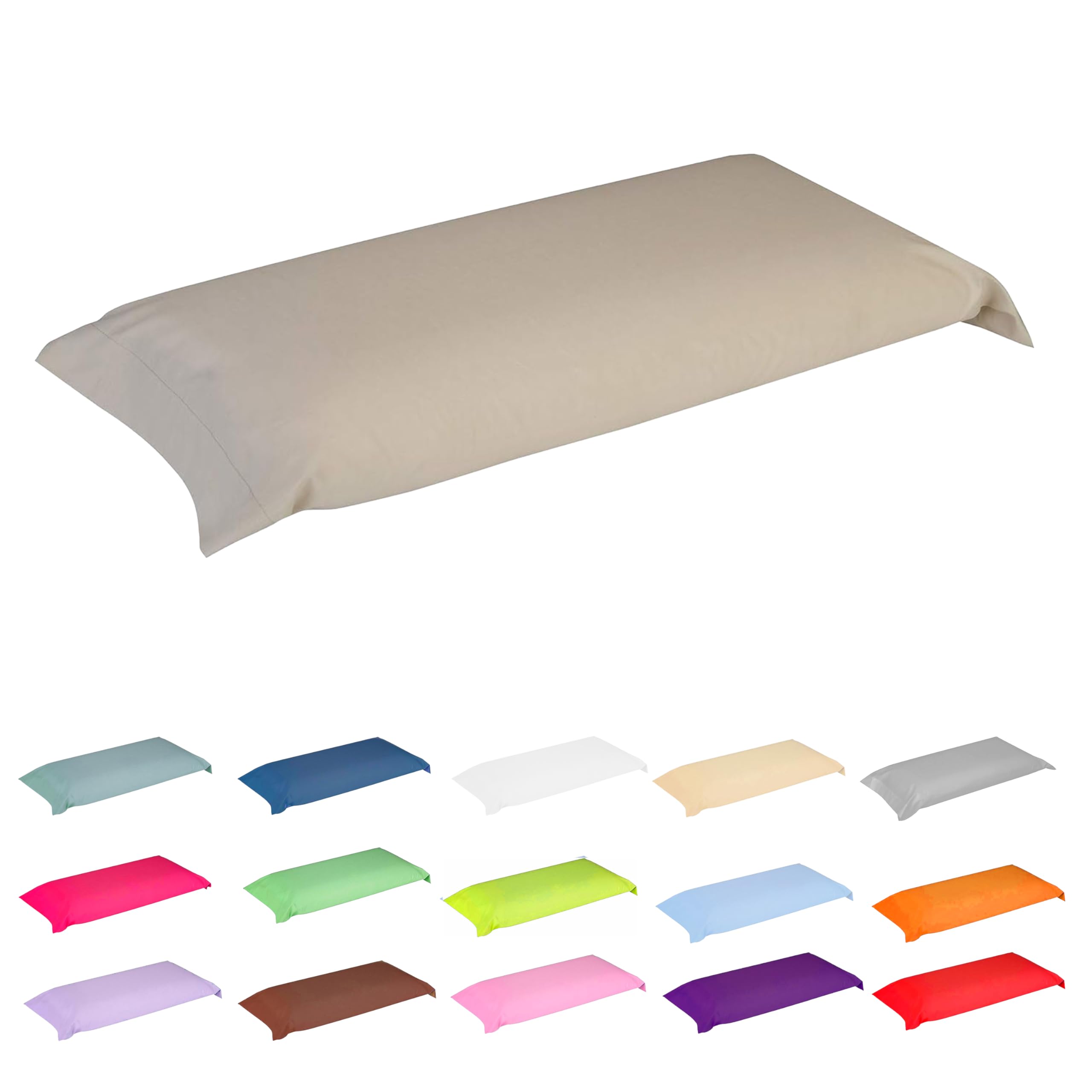 Fundas para Almohada 100% Algodón, Todos los Tamaños, Tacto Muy Suave, para Todas Las Camas, Fabricado en Portugal, Funda Exterior (90 cm, Beige Oscuro)