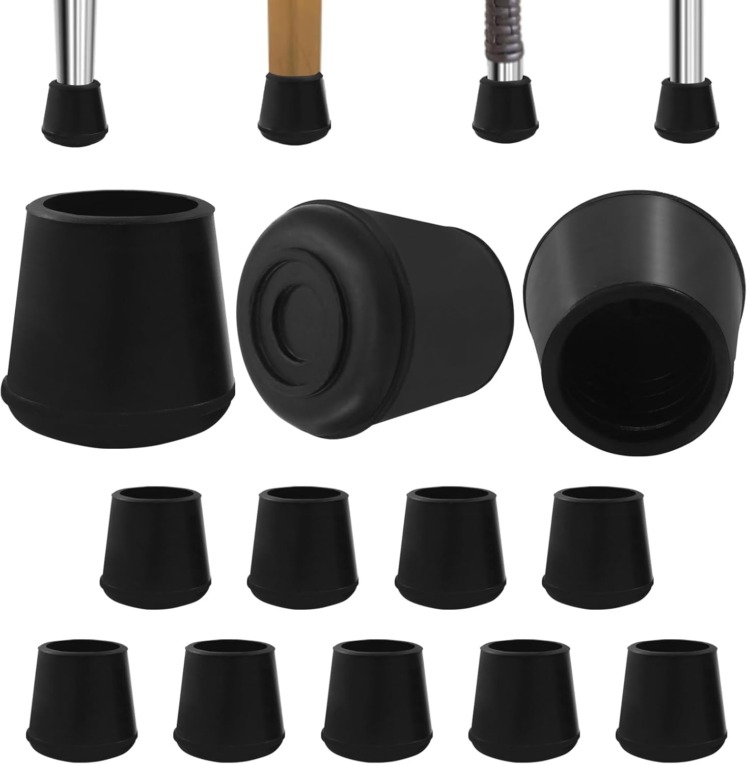Zorfeter 12 PCS 1" Non-Slip Chair Leg Tips Caps, Rubber Floor Protectors Chair Leg Caps Flexible Furniture Foot Protectors, Round Table Chair Leg End Cap for 0.94"-1" (24-25mm) Diameter Round Feet