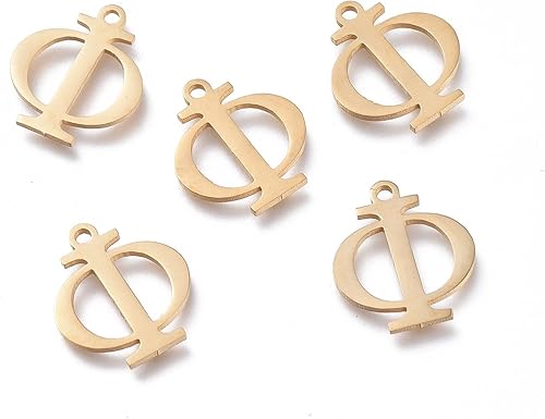 Miniatura 8 de Dijes de acero inoxidable 304 con letras griegas del alfabeto griego, dijes de alfabeto de metal, varios lotes a granel, dijes de letras para hacer