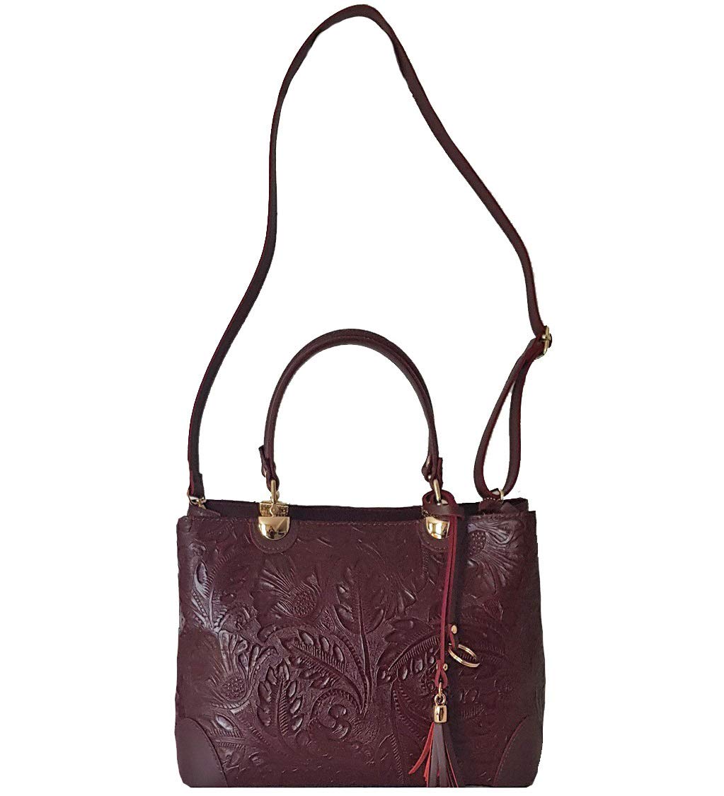 Borsa a mano in vera pelle stampa floreale made in Italy BC143