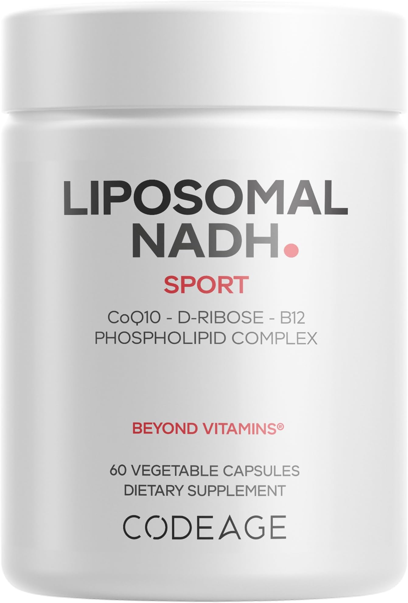 Codeage Liposomal NADH+ Supplement - NADH, Vitamin B12, D-Ribose as Bioenergy Ribose, CoQ10-2-Month Supply - Liposomal Delivery - β-Nicotinamide Adenine Dinucleotide Pills - Non-GMO - 60 Capsules
