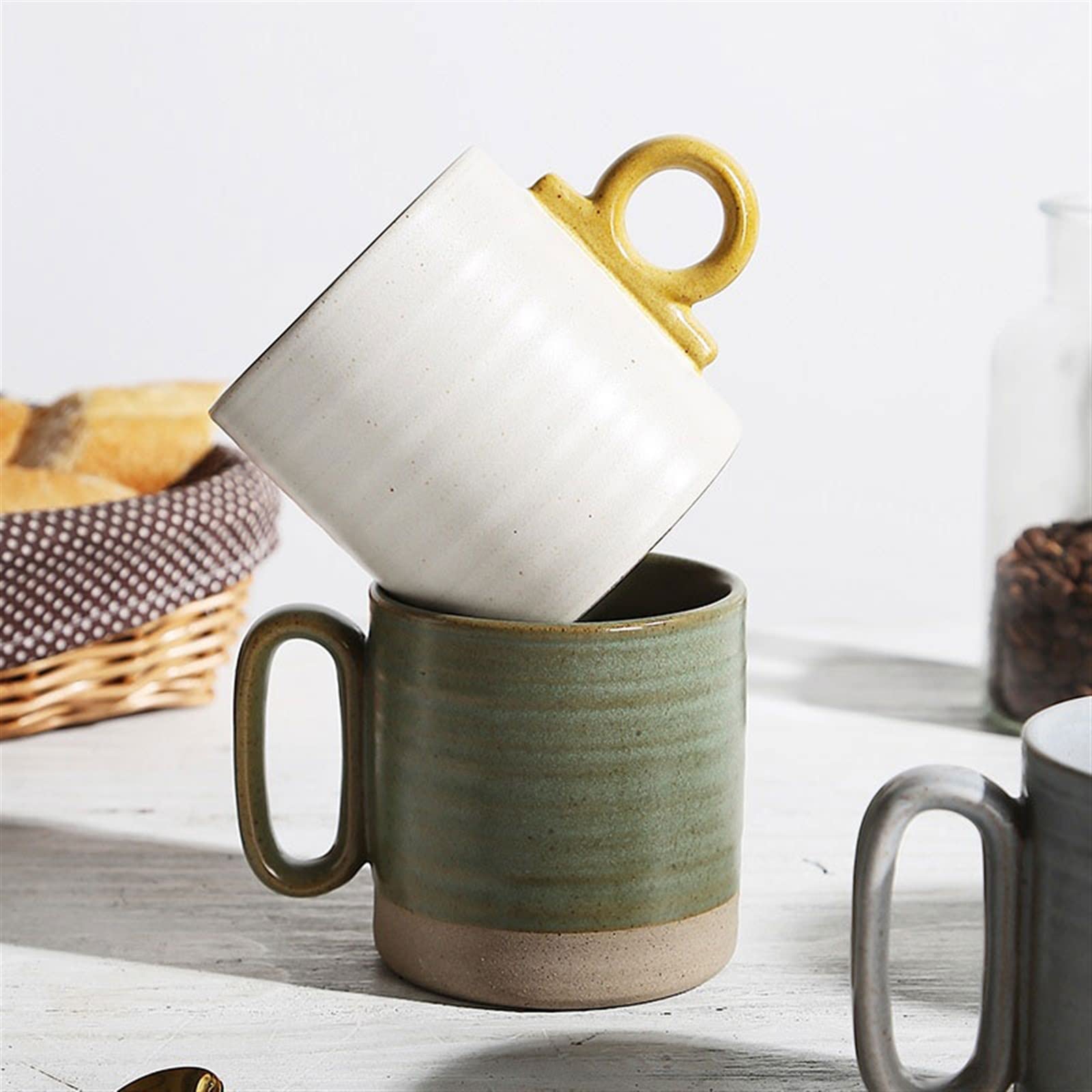 Stylischer Keramik-Milchbecher Im INS-Look – 400 Ml, Perfekt Für Büro & Zuhause, In Blau – Einfaches Design, Langlebig & Mikrowellengeeignet