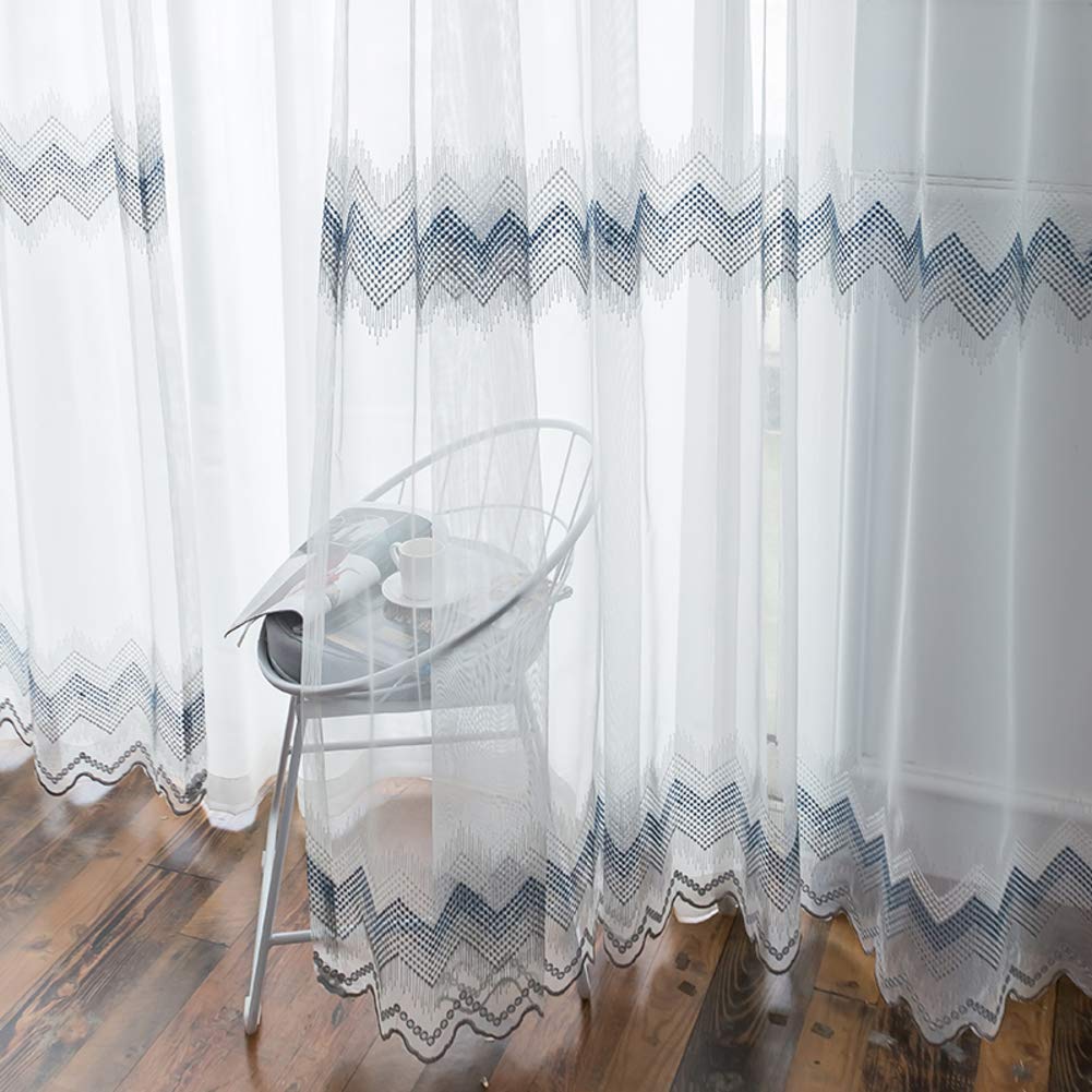 Rideau Tulle Fenêtre Blanc Brodé Voilage Transparent Salon 350cm