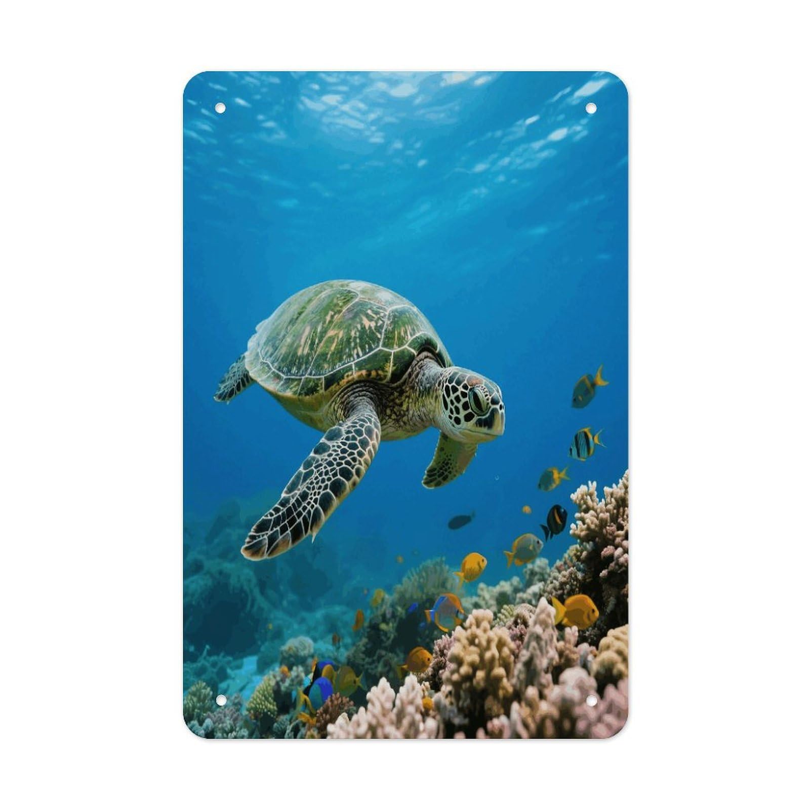 VstaDank Green Sea Turtle Metal Tin Signs Personalized Wall Art Prints Decoration Art Poster Funny Vintage Tin Sign Iron Sheet Painting Metal Signboard Decor Painting for Wall Decor