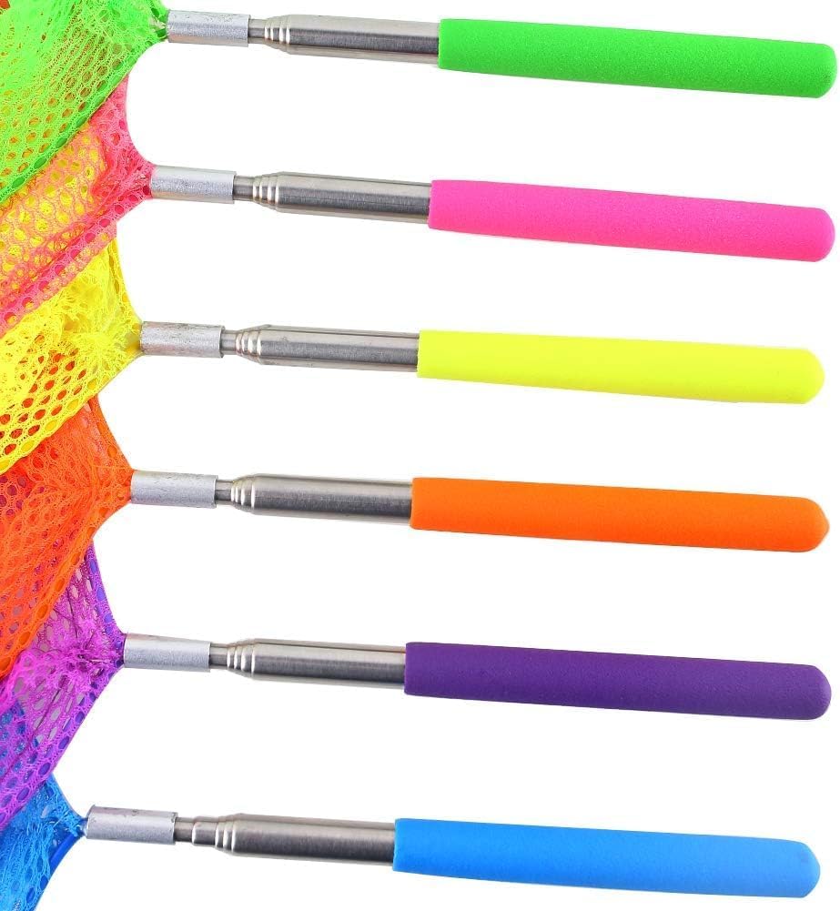 Shindel 6 Pack Bug Catcher for Kids, Kids Telescopic Butterfly Fishirng Nets, Extendable 32 Inch, for Outdoor Exploration, Science Projects, Bug Hunting, Fish Insect Ladybird