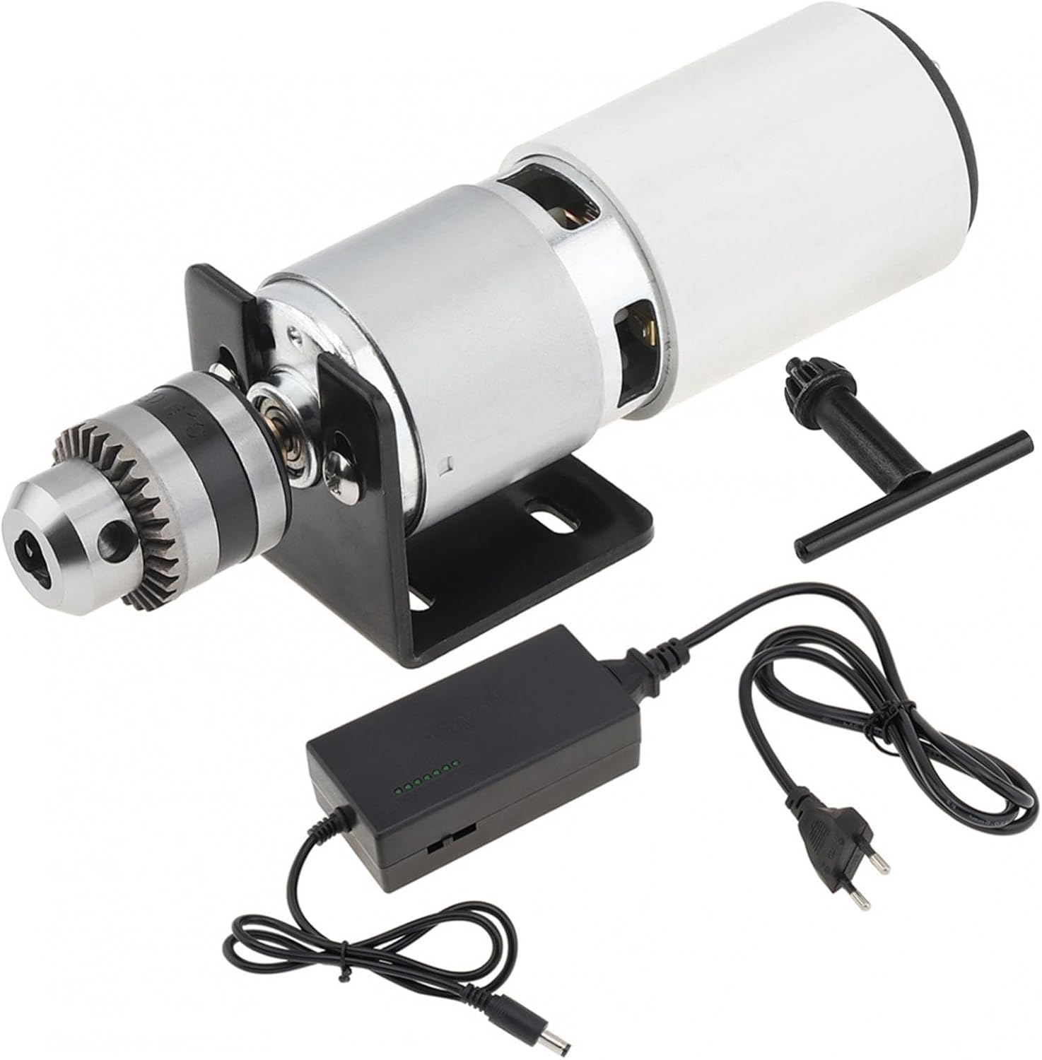 775 DC Motor Table Drill 0.6 - 6mm B10 Drill Chuck Positive Press Mini Electric Motor Gear with Chuck DIY Milling Machine Stands Bracket with Adjustable Power Adapter for Lathe, Wood Working Machine