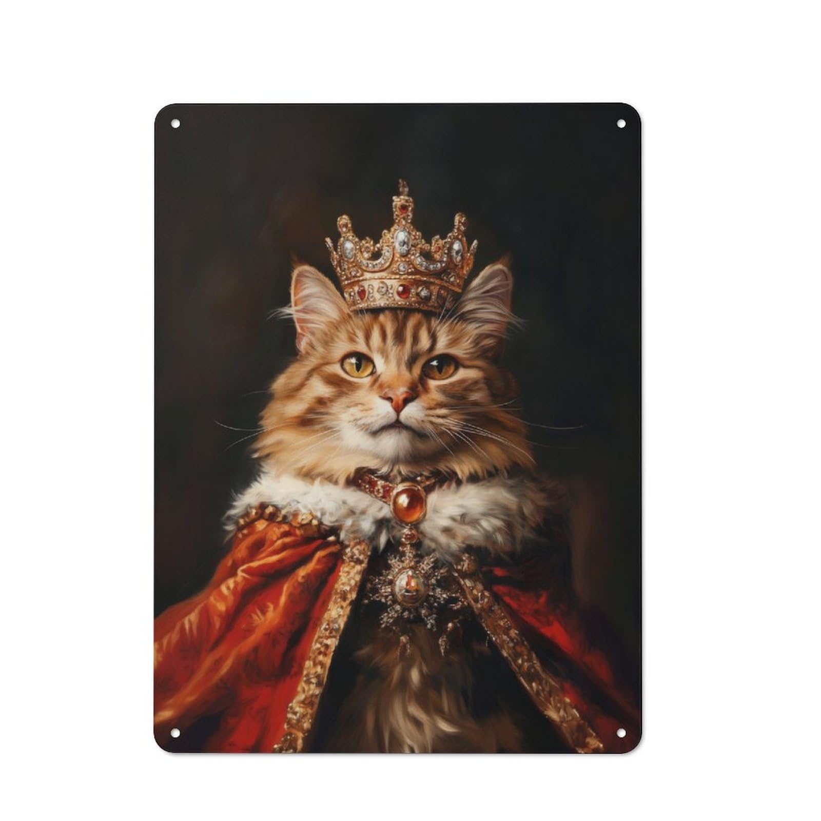 Junmoney Cat Majesty Rustic Tin Sign 40X30cm For Living Room Or Hallway, A Metal Wall Feature For Living Rooms And Hallways
