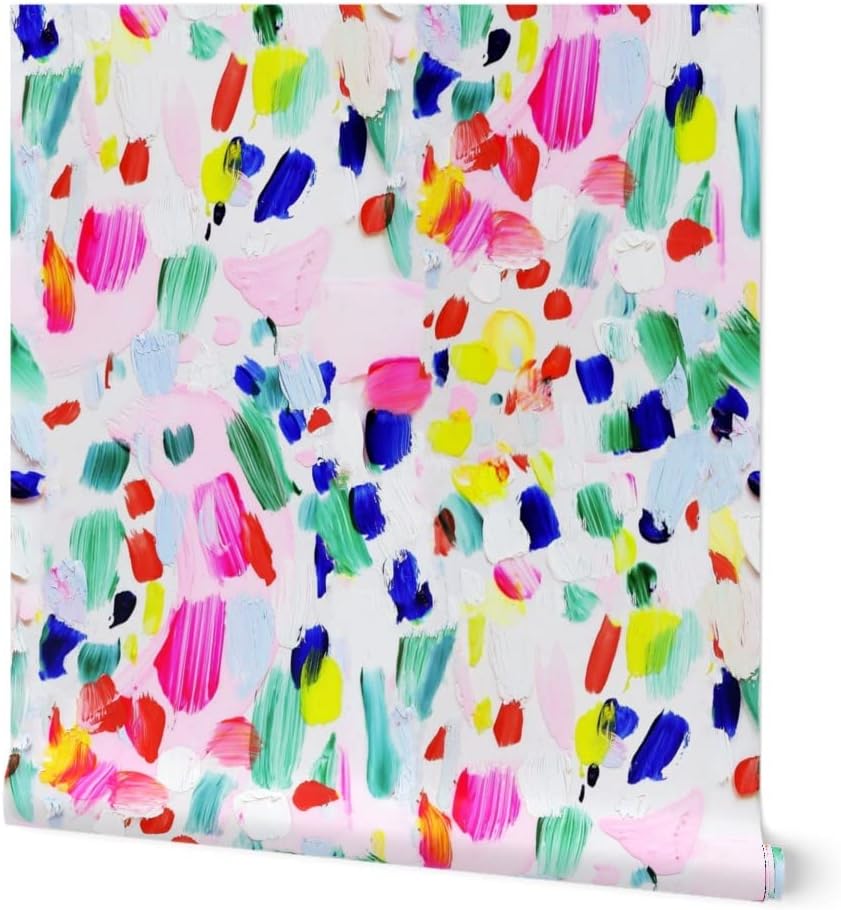 Peel & Stick Wallpaper Swatch - Painterly,Bright,Abstract,Happy,Paint,Colorful,Fun Creative Custom Removable Wallpaper by Spoonflower