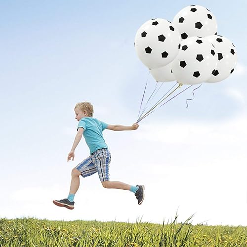 Miniatura 5 de BinaryABC Globos de látex de fútbol, globos de fútbol, decoraciones de fiesta de cumpleaños con temática deportiva, 30 unidades