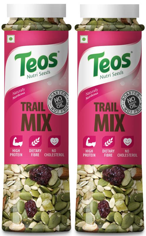 Teos Trail Mix 6 in 1 Roasted and Salted (Almonds, Cranberry, Mix Seeds & Dried Pineapple) Pack of 2 - 260 GMS | Dietary Fiber | High Protein (B0B3N9MLCF) Amazon Price History, Amazon Price Tracker