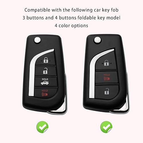 Miniatura 3 de ZSPDACC Compatible con Toyota Camry Key Fob Cover Flip Pink Car Llavero Funda Protector Corolla CHR Rav4 Accesorios